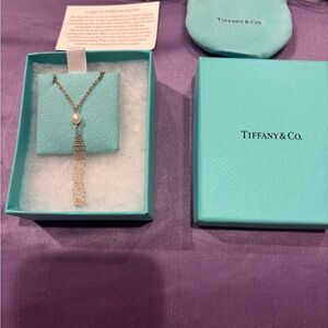 Tiffany & Co. Silver Necklace with Pearl Drop